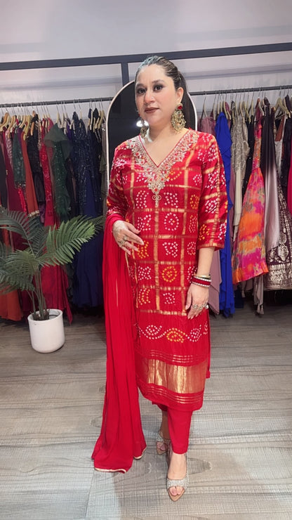 Sindoor Red Karwa Special Designer Suit
