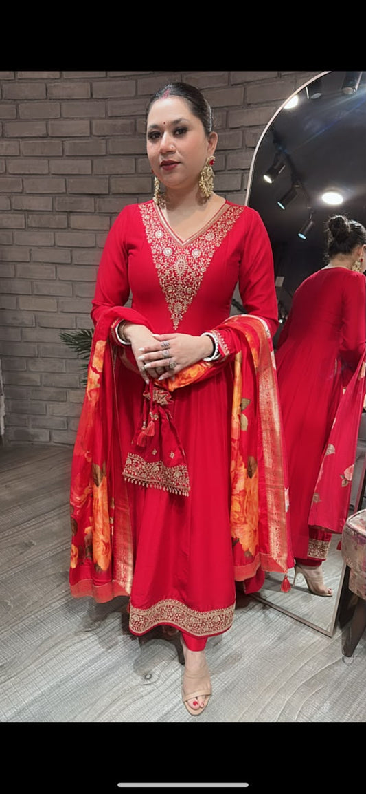Laal Karwa Thread work with potli  Designer Suit