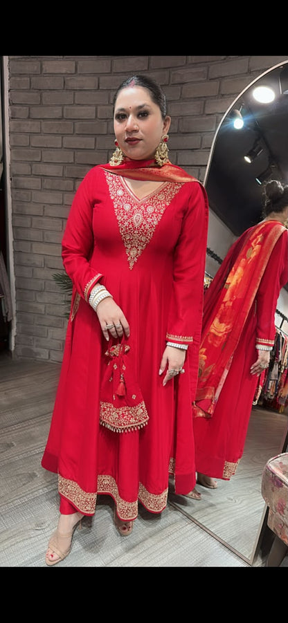 Laal Karwa Thread work with potli  Designer Suit