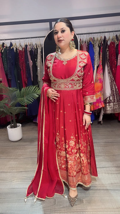 Alta Karwa Hand work Designer Anarkali Suit
