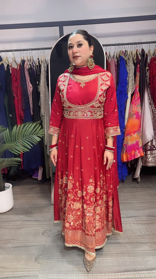Alta Karwa Hand work Designer Anarkali Suit
