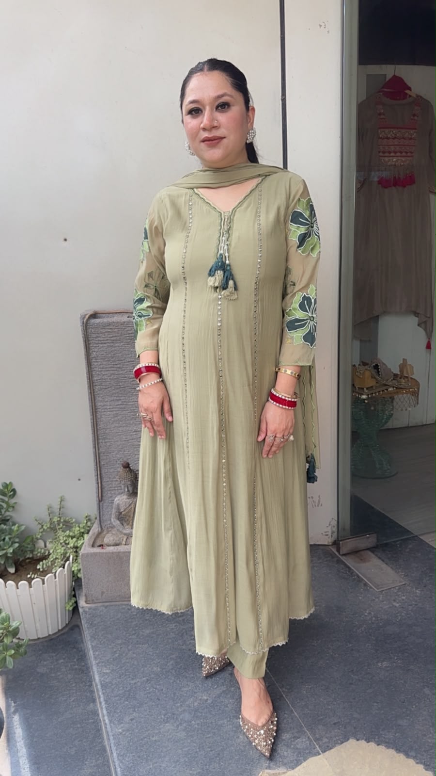 Rehmat pista Thread work Designer Anarkali