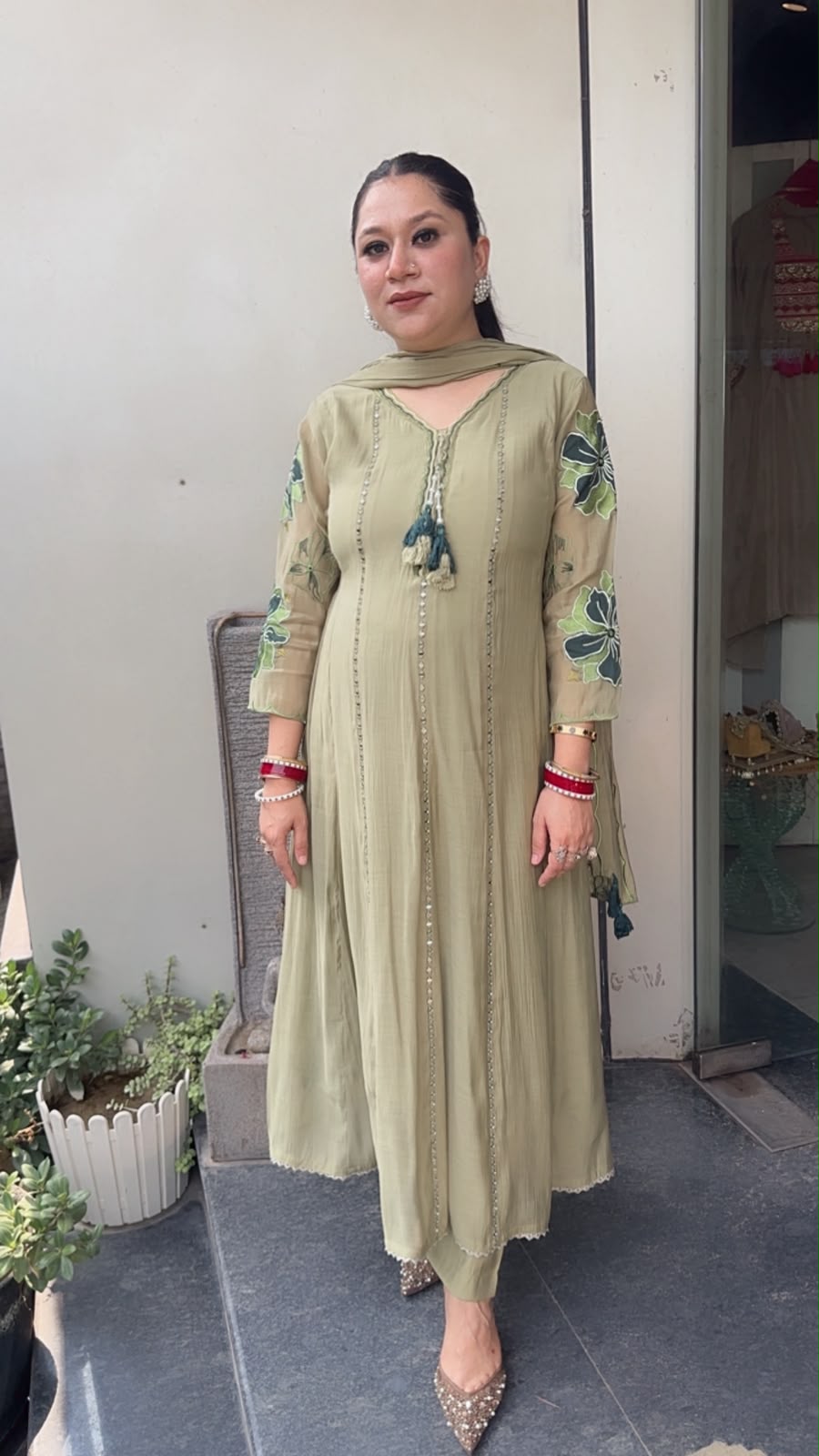 Rehmat pista Thread work Designer Anarkali