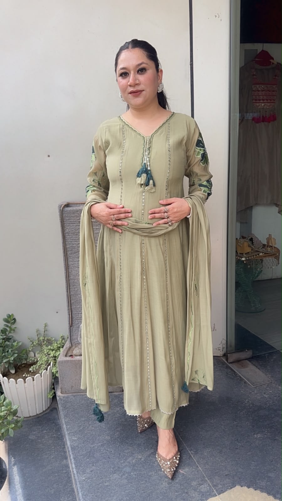 Rehmat pista Thread work Designer Anarkali