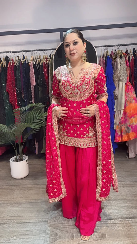 Dhol pink Handwork Designer Suit