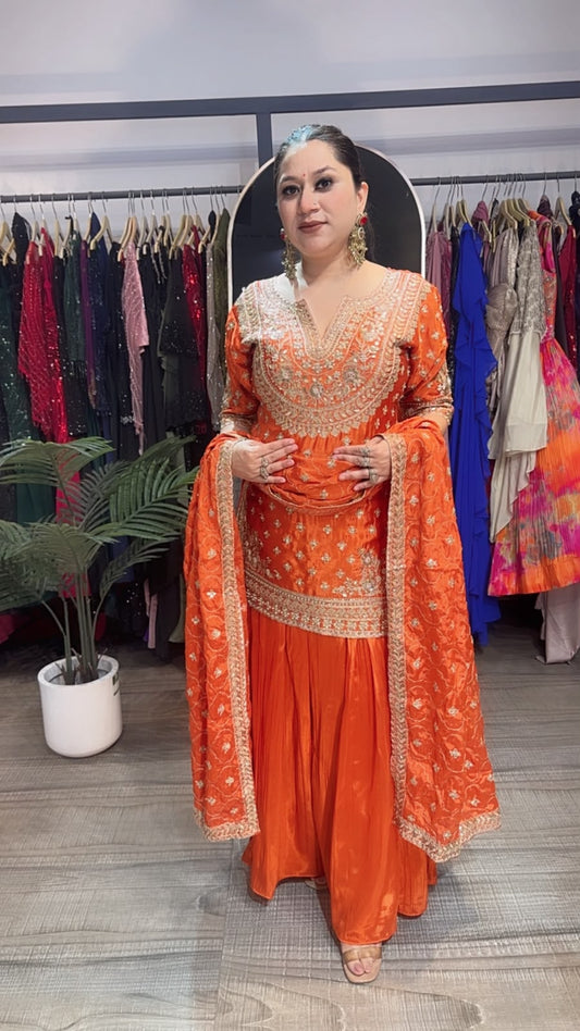 Dhol Rust Handwork Designer Suit