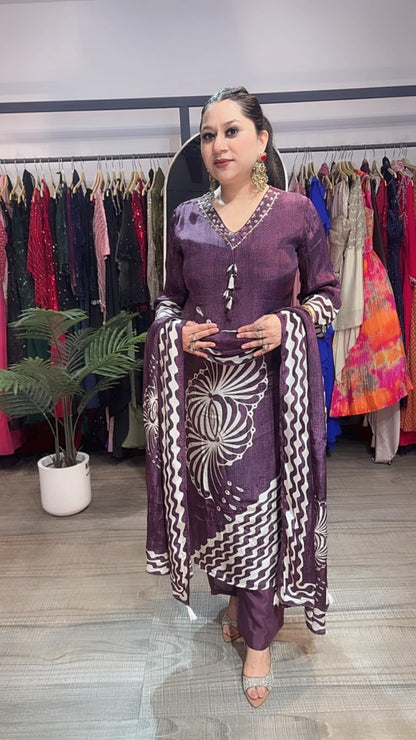 Torani purple Digital Print Designer Suit