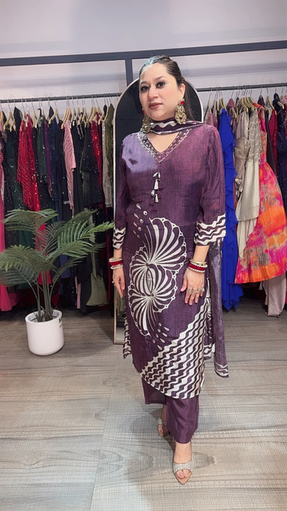 Torani purple Digital Print Designer Suit