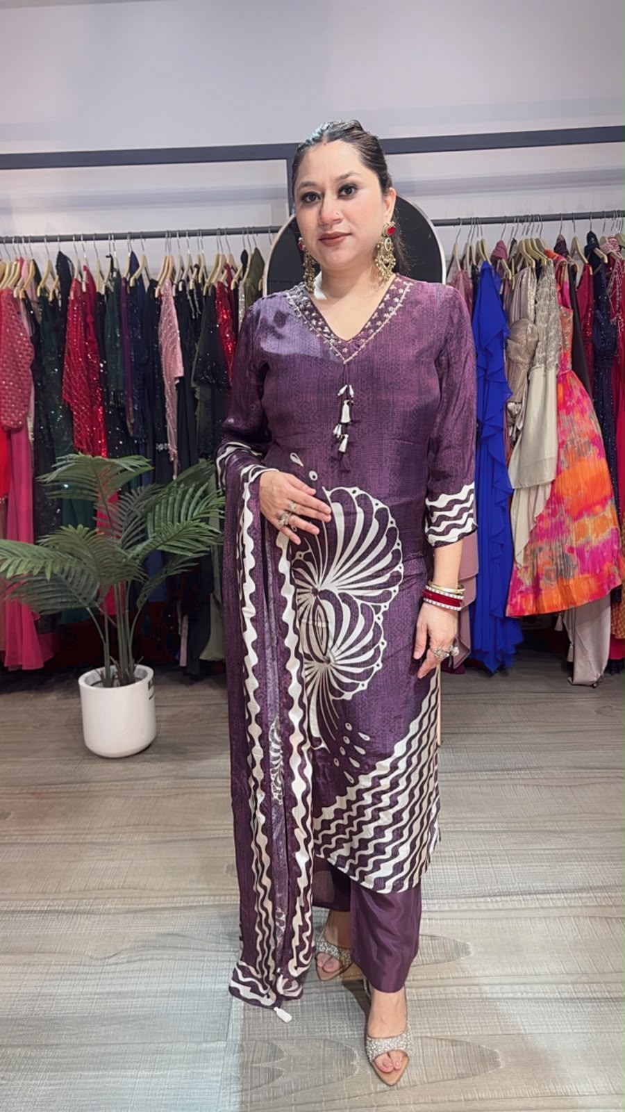 Torani purple Digital Print Designer Suit
