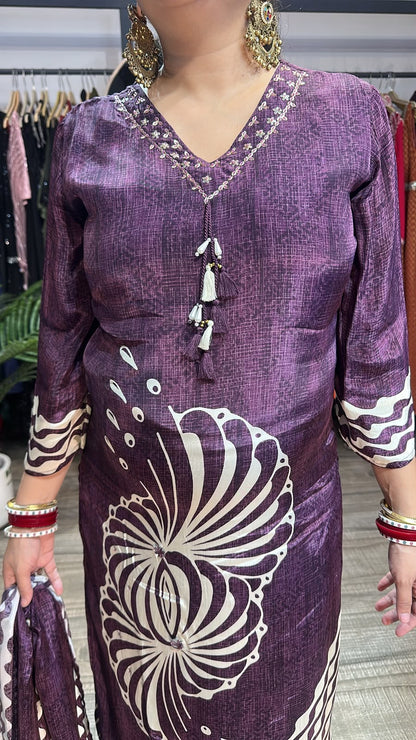 Torani purple Digital Print Designer Suit