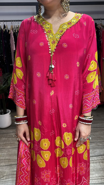 Garba pink Digital Print Designer Anarkali