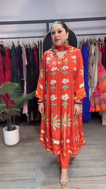 Moo Cow Rust lotus Digital Aline suit