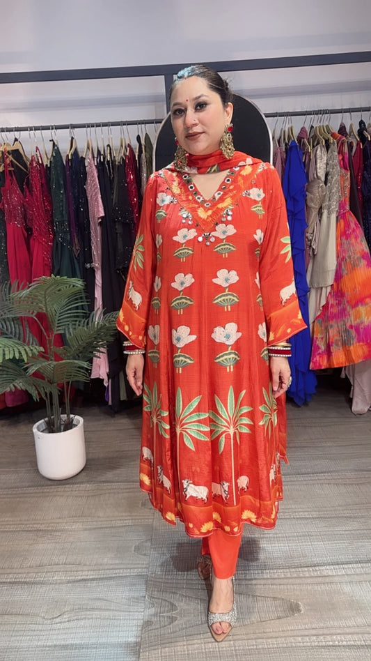 Moo Cow Rust lotus Digital Aline suit