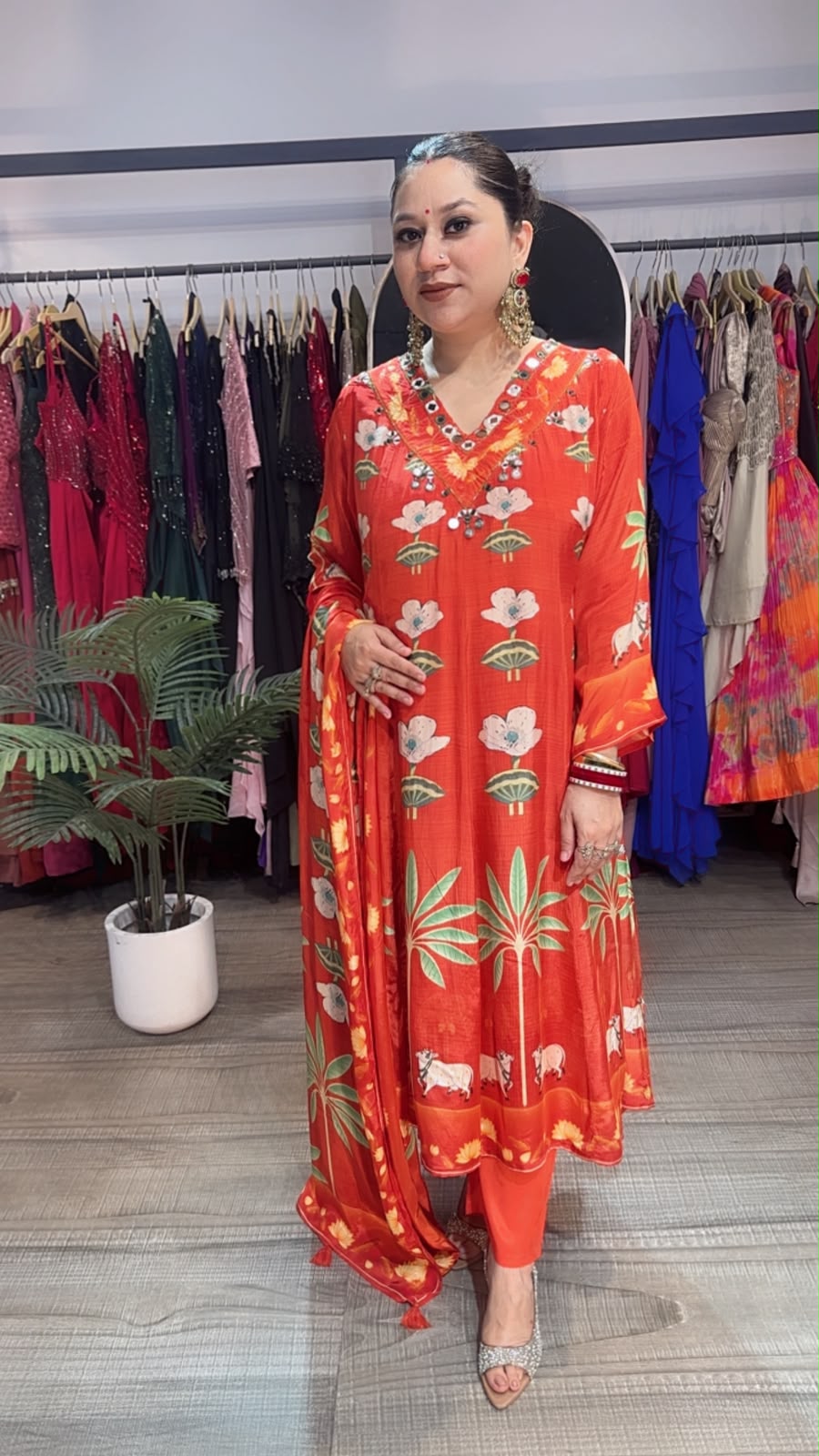 Moo Cow Rust lotus Digital Aline suit