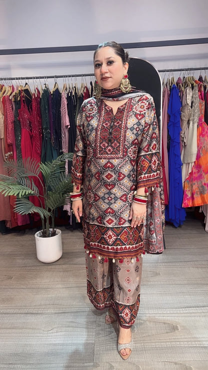 Multani Digital Print Designer plazoo set