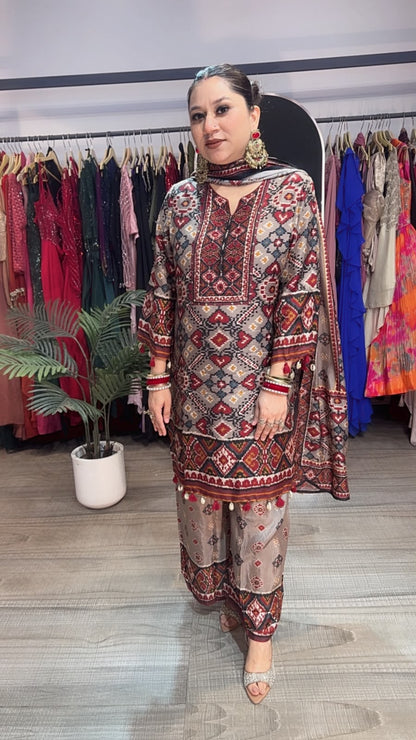Multani Digital Print Designer plazoo set