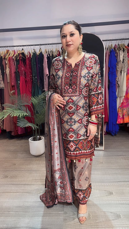 Multani Digital Print Designer plazoo set