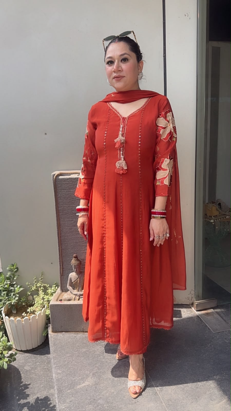 Rehmat Rust Thread work Designer Anarkali