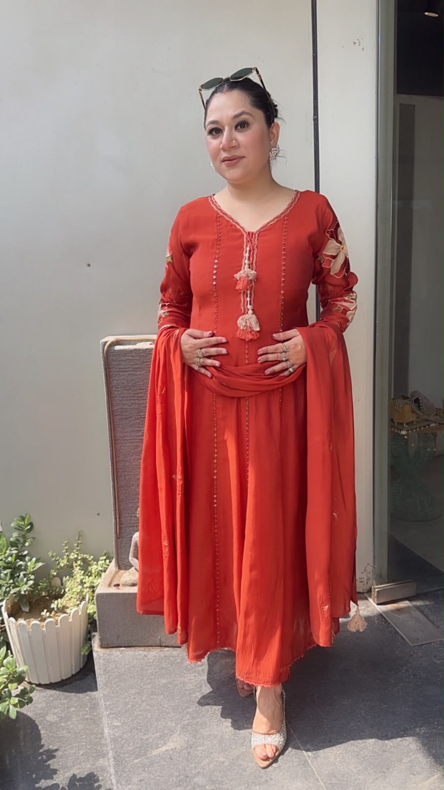 Rehmat Rust Thread work Designer Anarkali