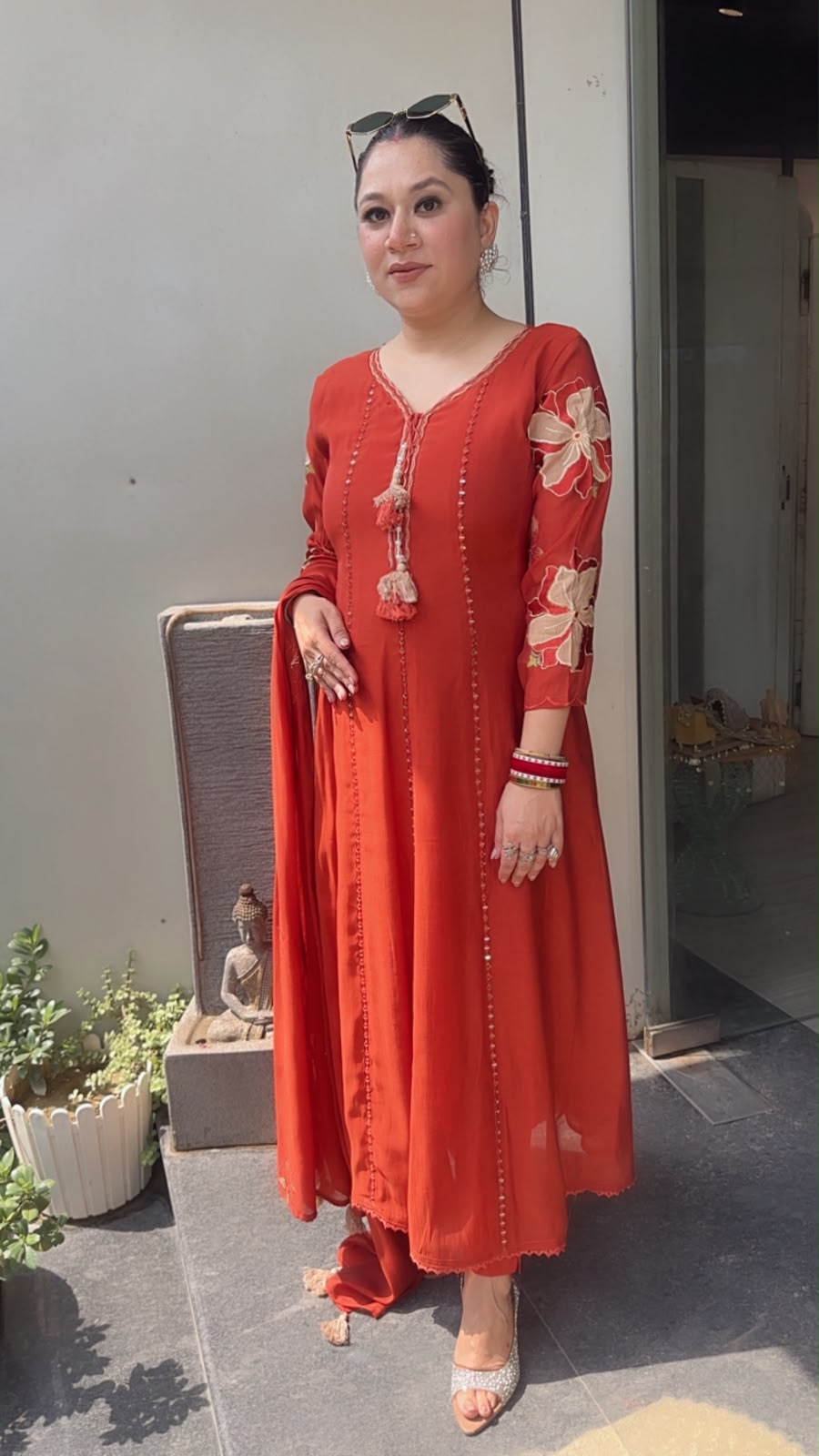Rehmat Rust Thread work Designer Anarkali