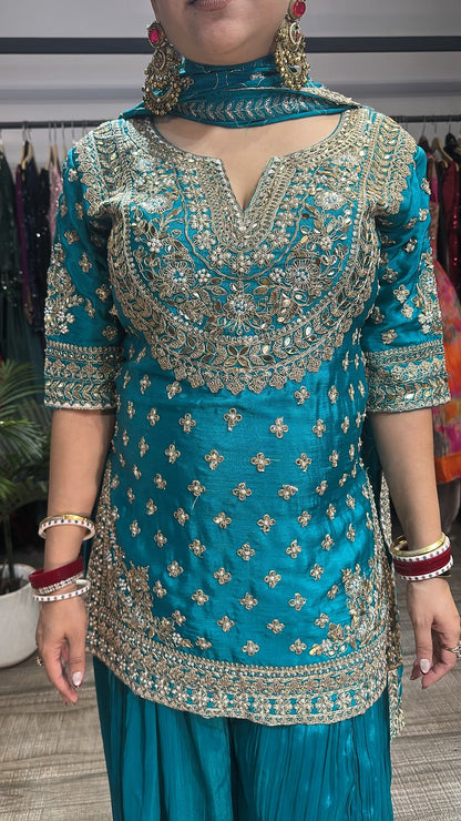 Dhol Blue Handwork Designer Suit
