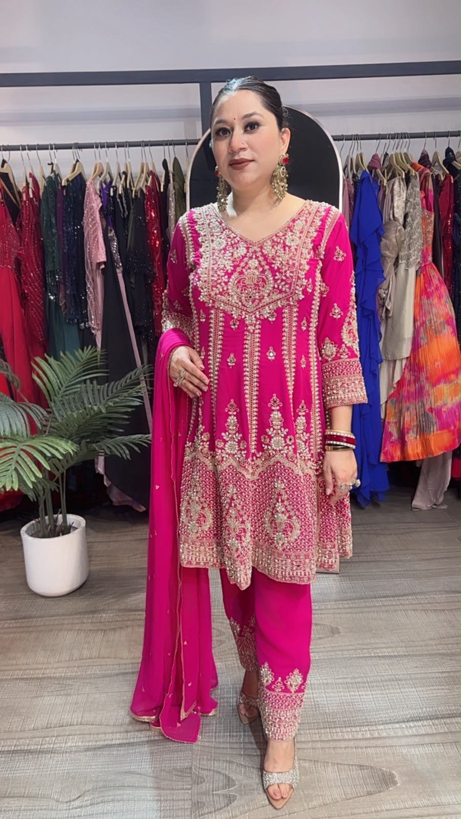 Simran pink Handwork Designer peplum Suit