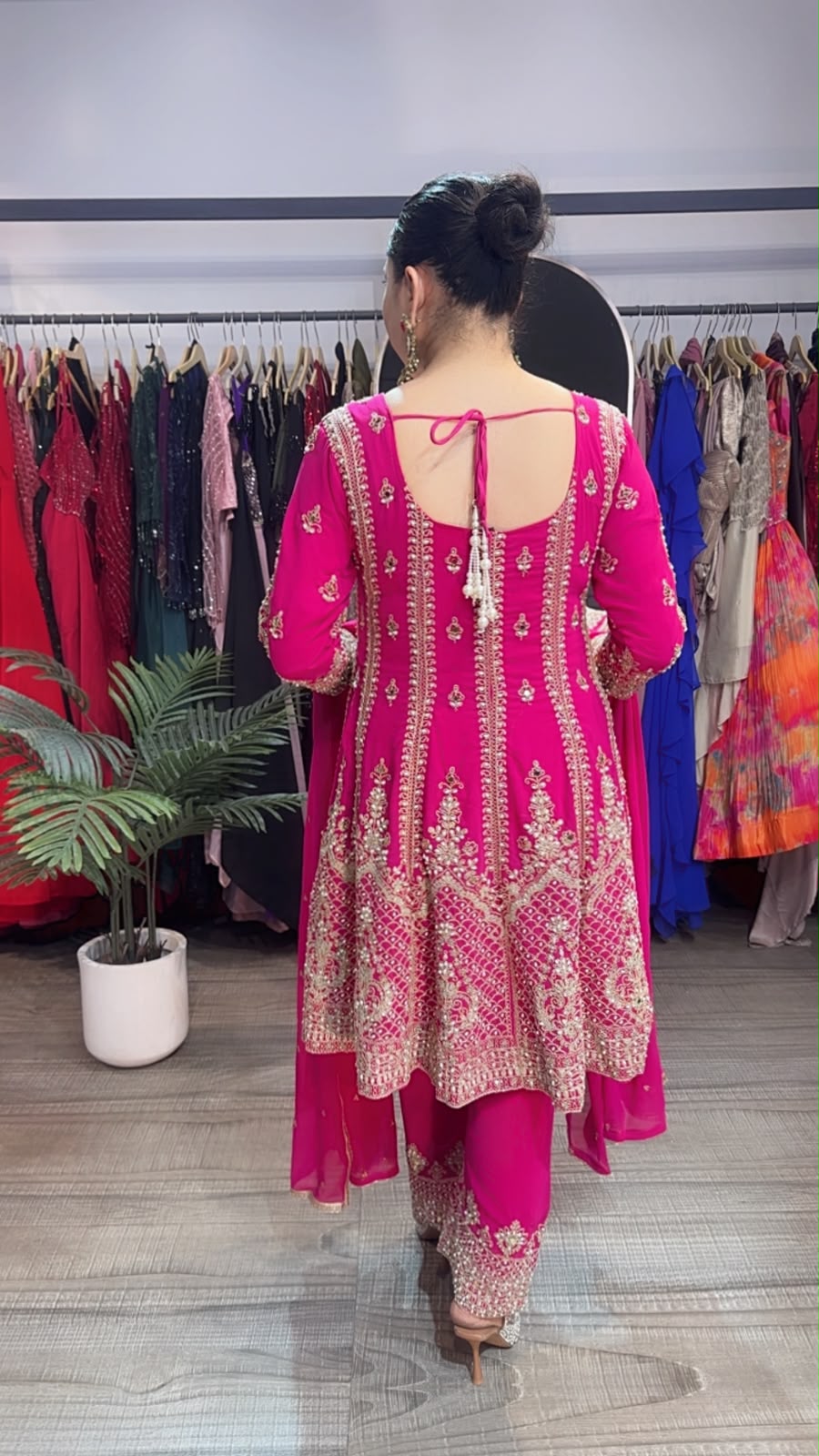 Simran pink Handwork Designer peplum Suit