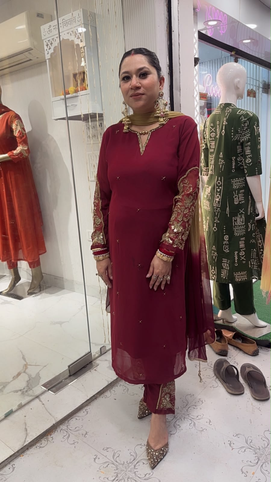Muhurat Mahroon Handwork Designer Suit