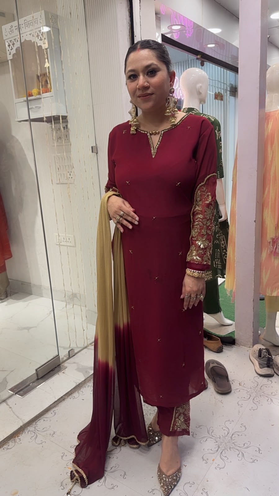 Muhurat Mahroon Handwork Designer Suit