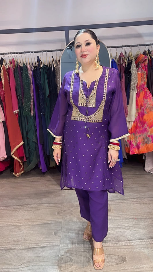 Buniyaad Jamun Zari work C-Cut Style Cordset