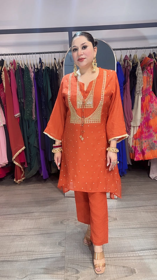 Buniyaad Rust Zari work C-Cut Style Cordset