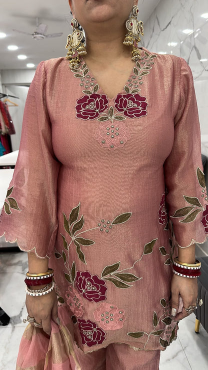 Mihika Onion Pink Thread work Designer Suit