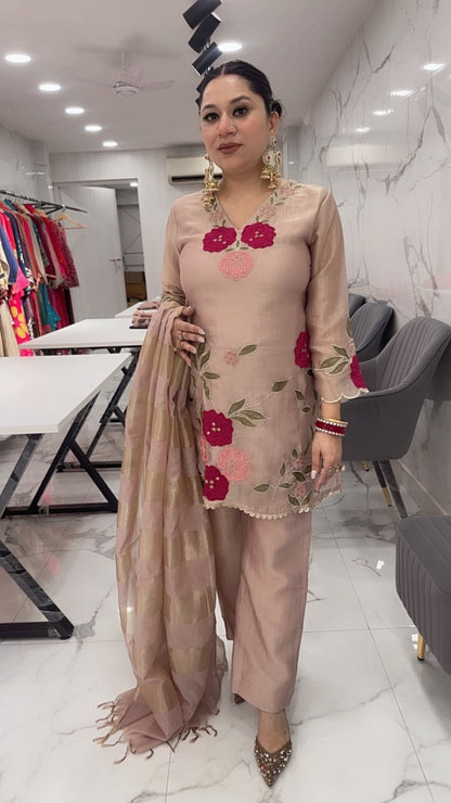 Mihika Beige Thread work Designer Suit