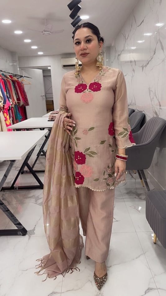 Mihika Beige Thread work Designer Suit
