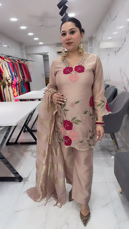Mihika Beige Thread work Designer Suit