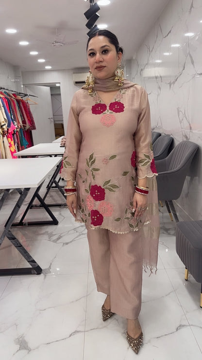 Mihika Beige Thread work Designer Suit