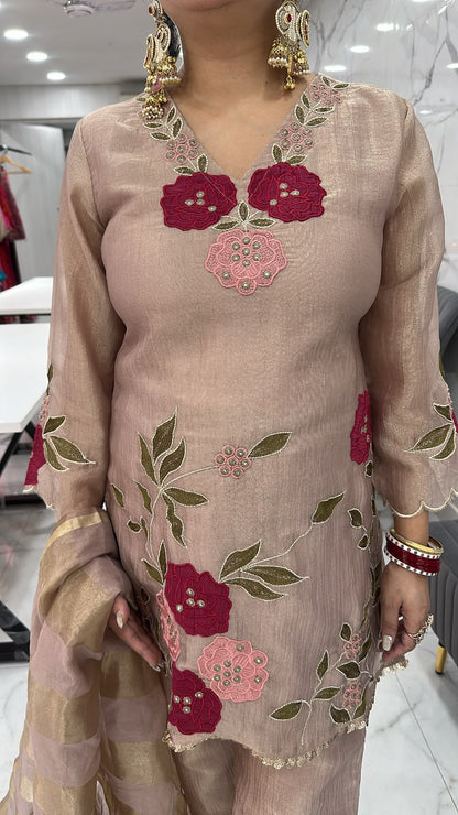 Mihika Beige Thread work Designer Suit