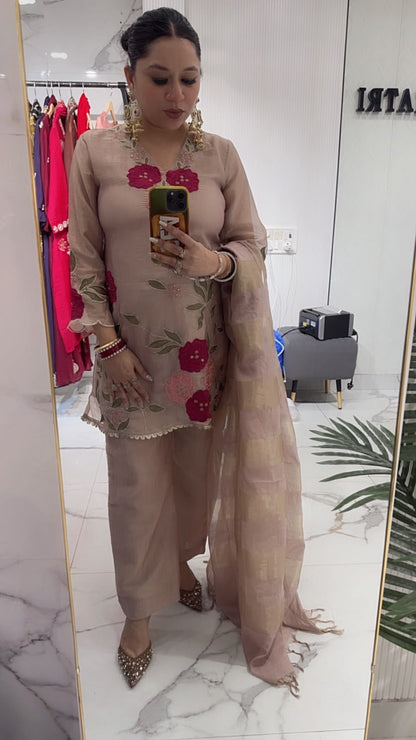 Mihika Beige Thread work Designer Suit