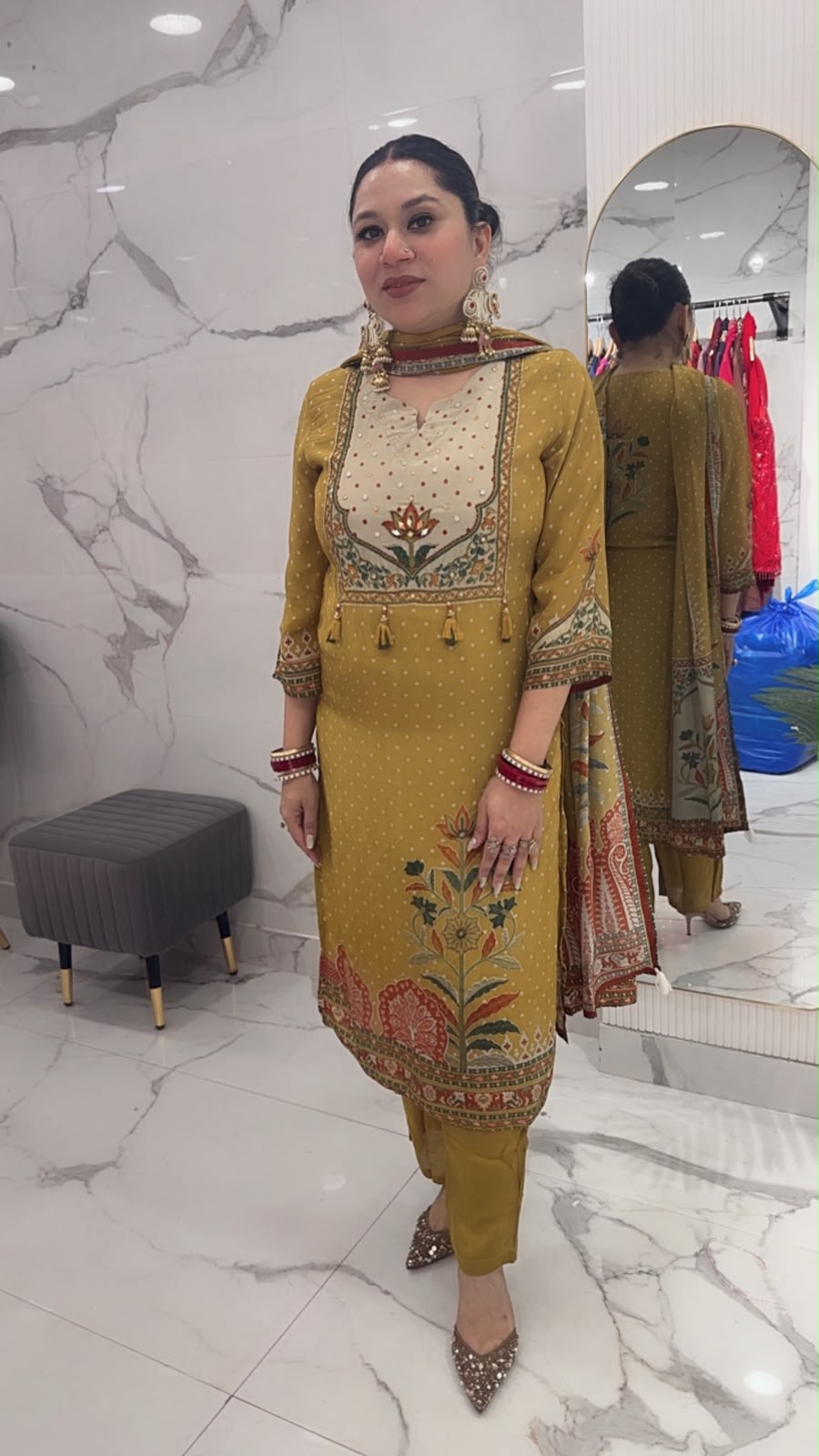 Frizana Musturd Digital print Designer Suit