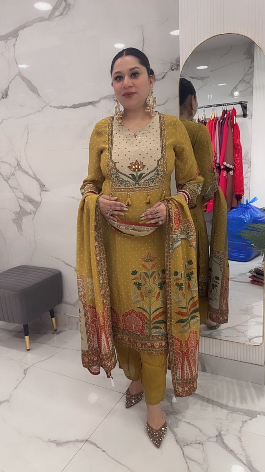 Frizana Musturd Digital print Designer Suit