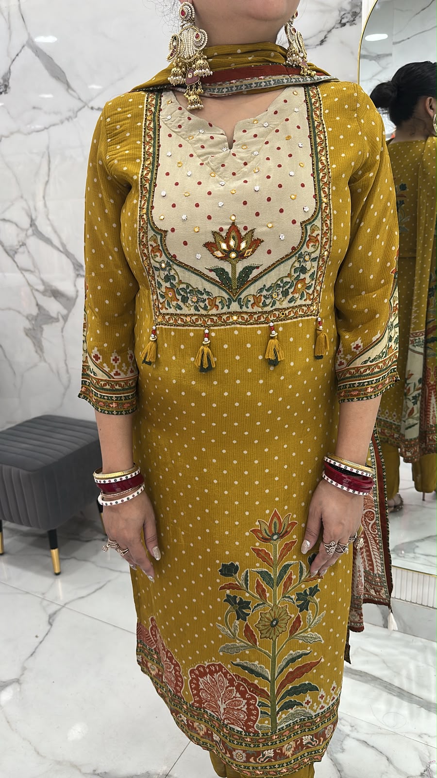 Frizana Musturd Digital print Designer Suit