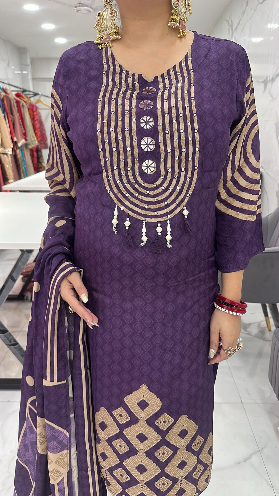 Hiba purple Digital print Designer Suit