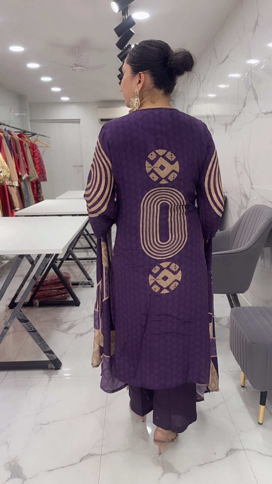 Hiba purple Digital print Designer Suit