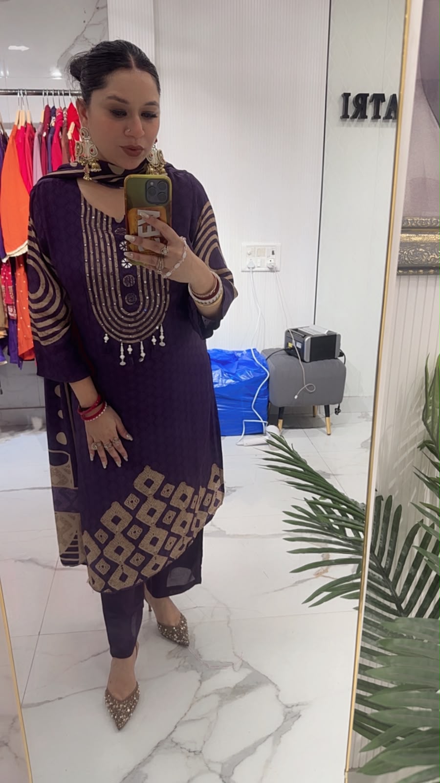 Hiba purple Digital print Designer Suit
