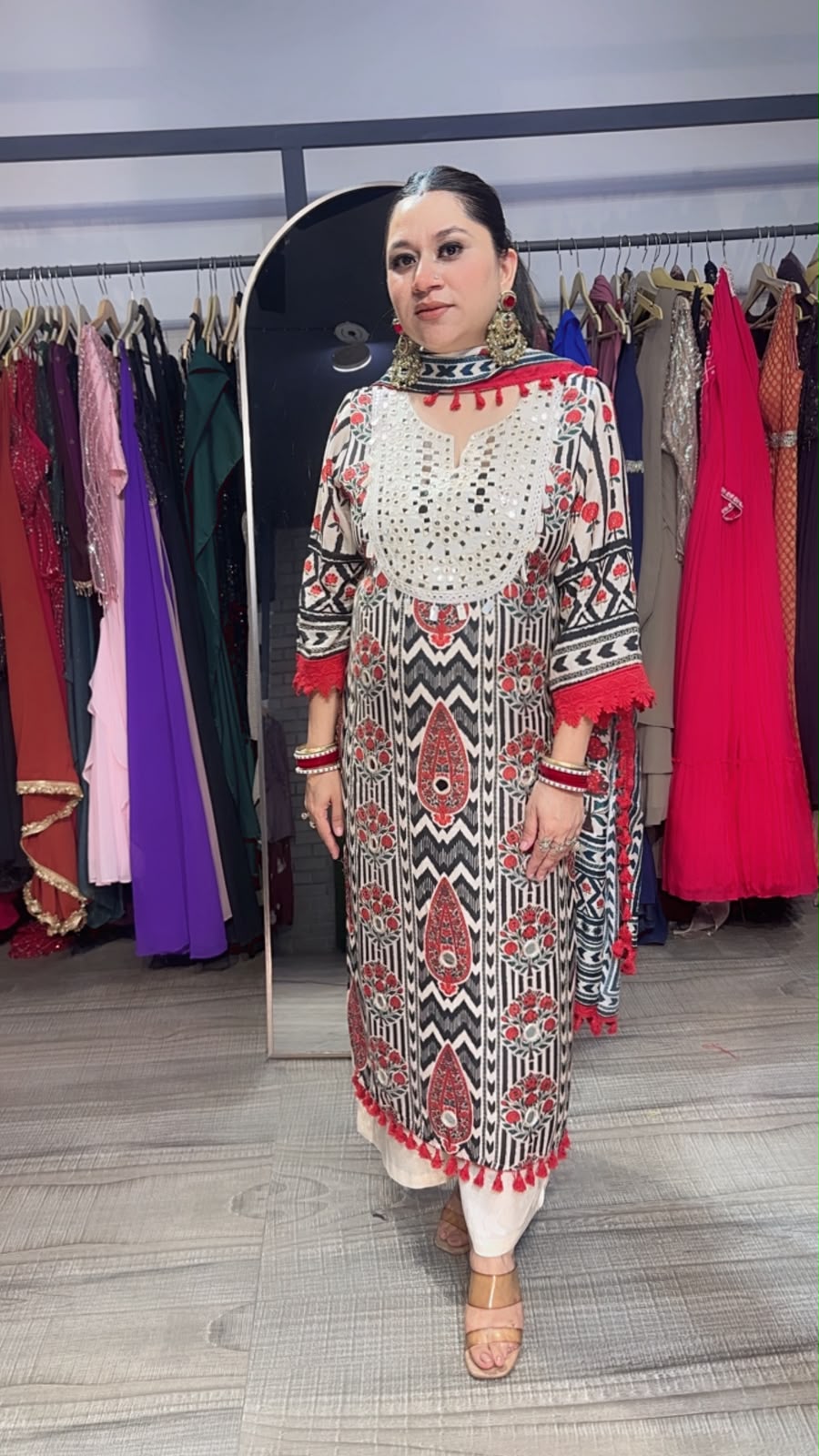 Fikar Digital print Mirror Neck Designer Suit