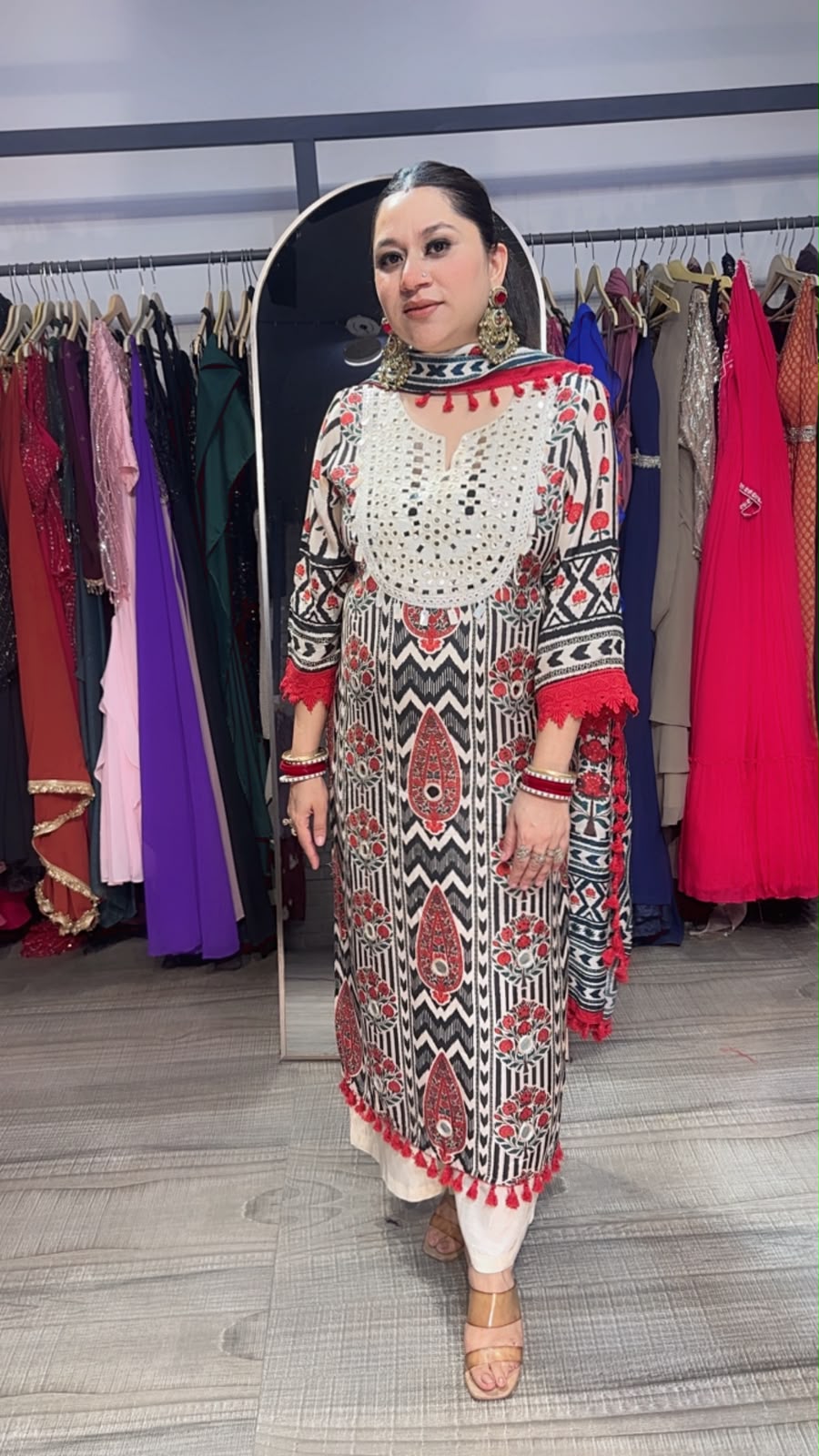 Fikar Digital print Mirror Neck Designer Suit