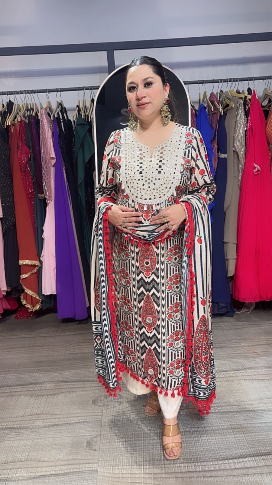 Fikar Digital print Mirror Neck Designer Suit