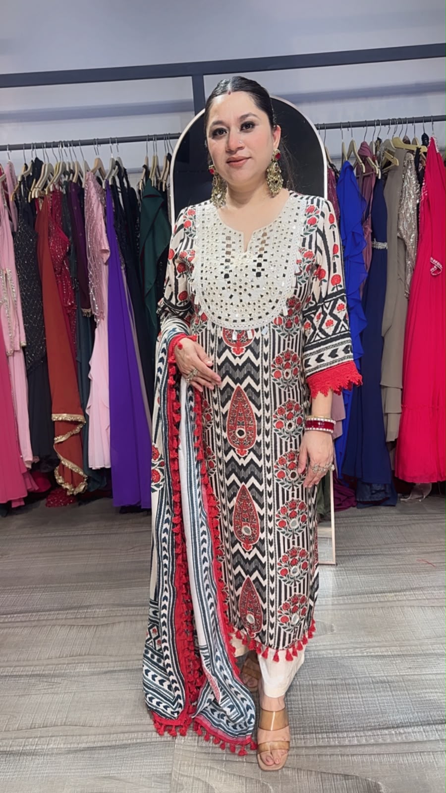 Fikar Digital print Mirror Neck Designer Suit