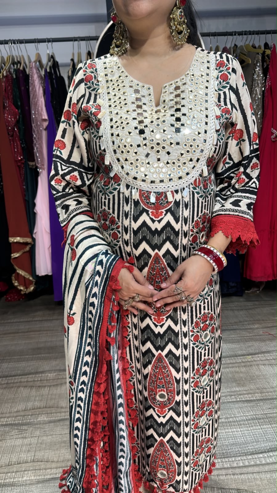 Fikar Digital print Mirror Neck Designer Suit