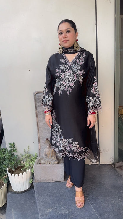 Sahara Black Thread work Designer Pakistani Suit